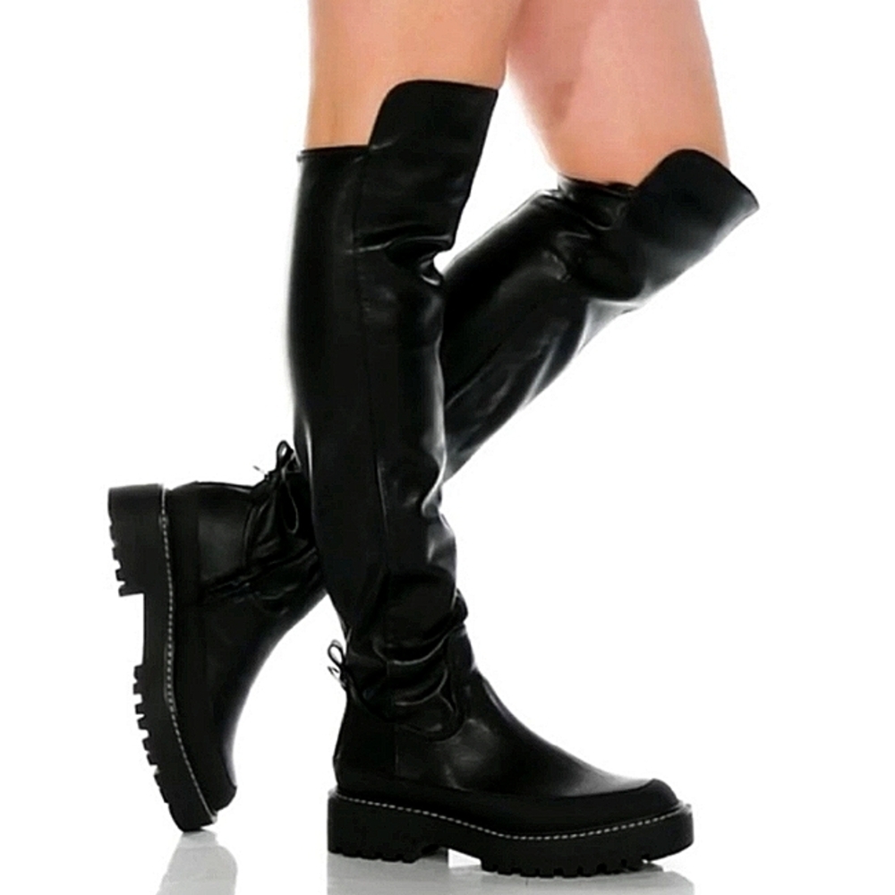 New w/Box Sam Edelman Lerue Vegan Leather Over-The-Knee Lug-Sole Boots Size 6 - Picture 13 of 13